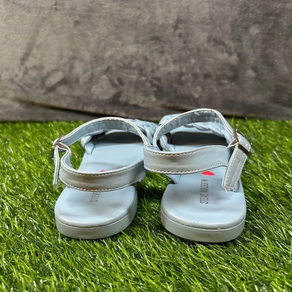 Steve Madden JKarina Sandals Kids Size 4 Blue Braided Strap Ankle Buckle